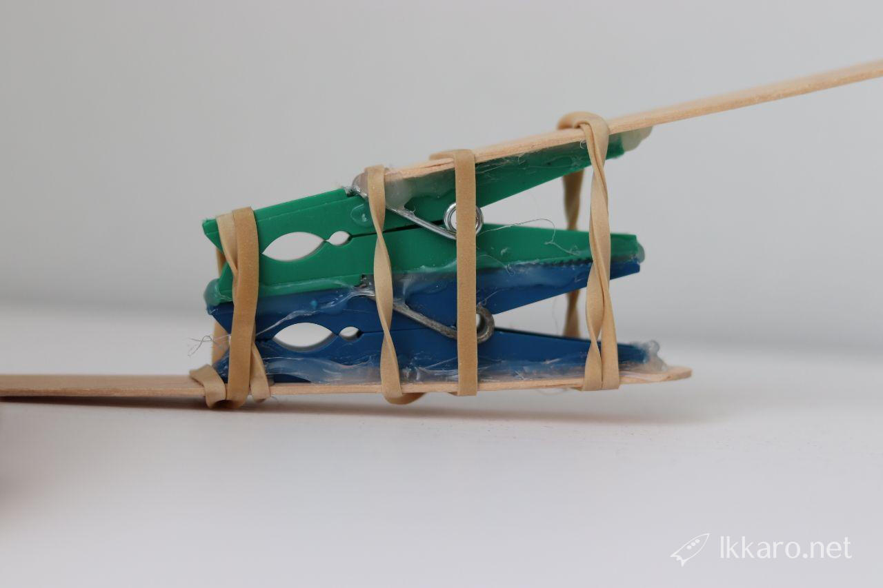 catapult with clothespins and elastic bands