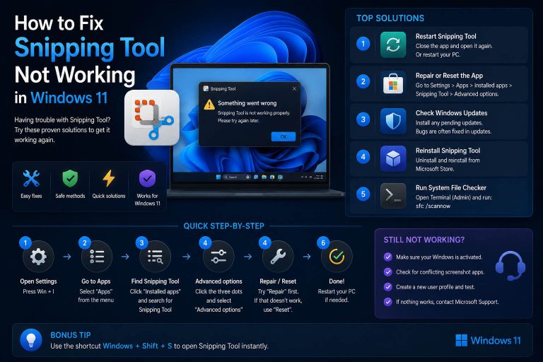 Snipping Tool Not Working in Windows 11? Fix Every Common Issue