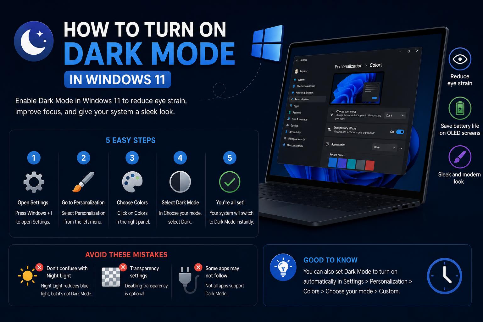 turn on dark mode windows 11
