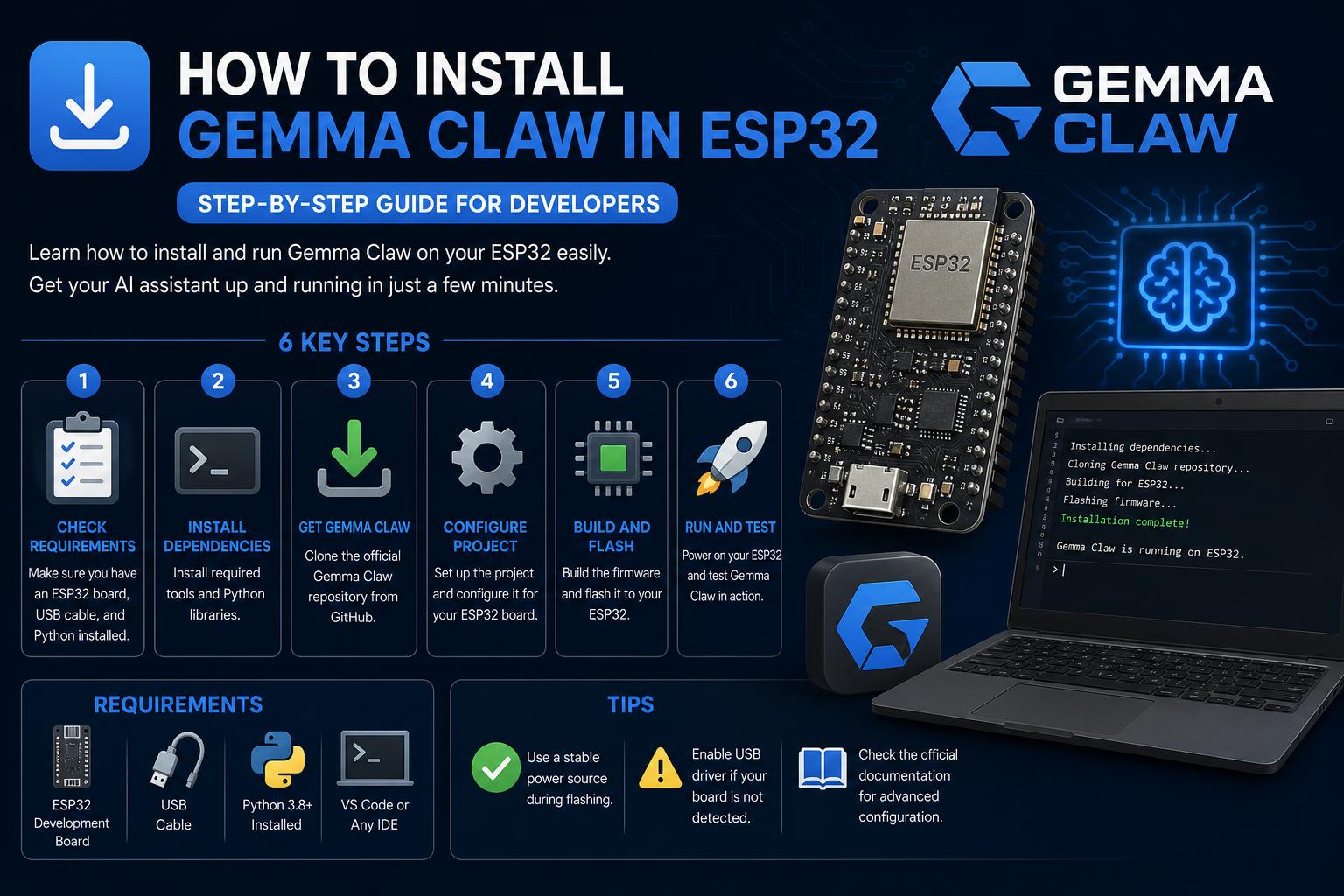 Wie installiert man Gemma Claw auf einem ESP32?