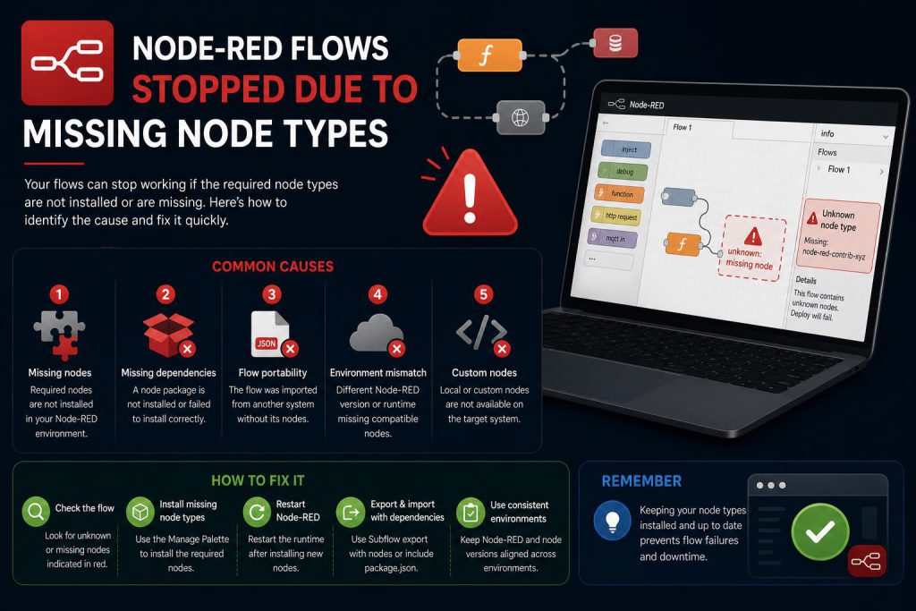 node red flows stopped due to missing node types