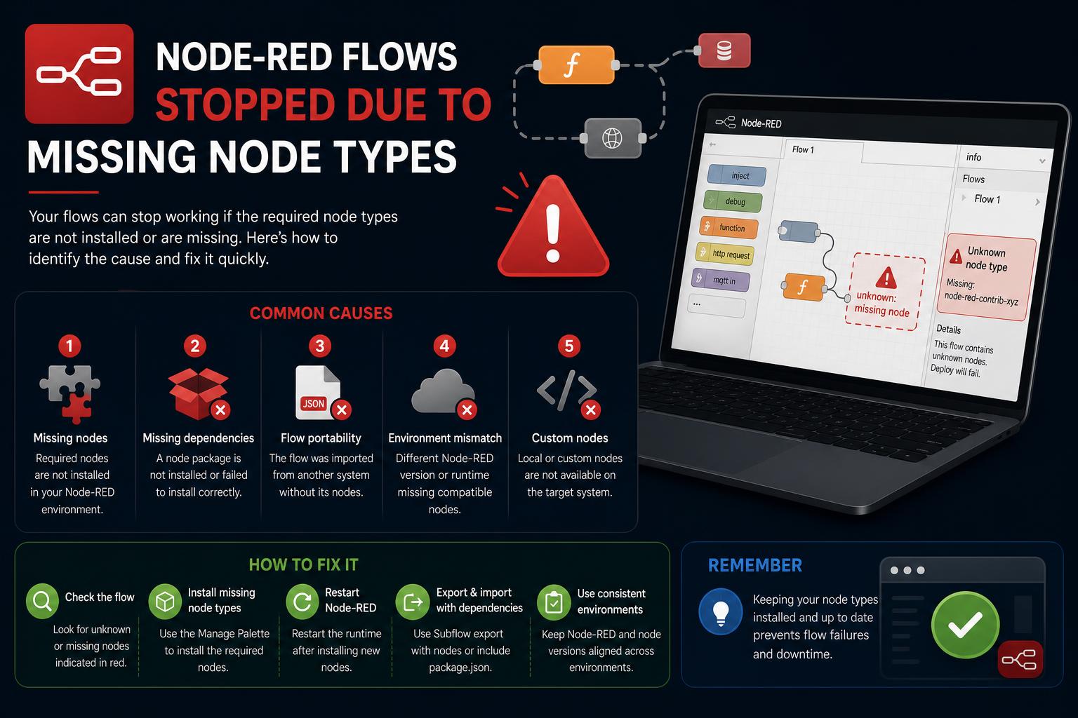 node red flows stopped due to missing node types