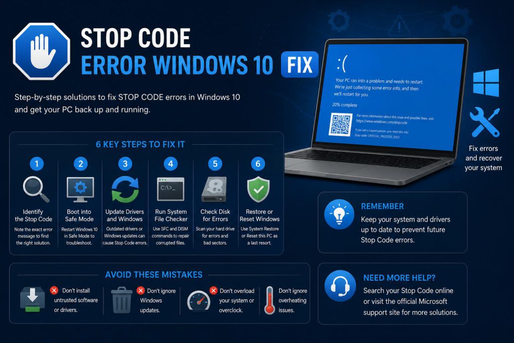stop code error windows 10 fix