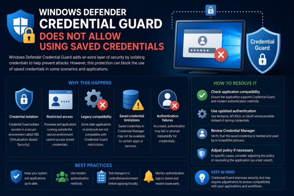 windows defender credential guard does not allow using saved credentials