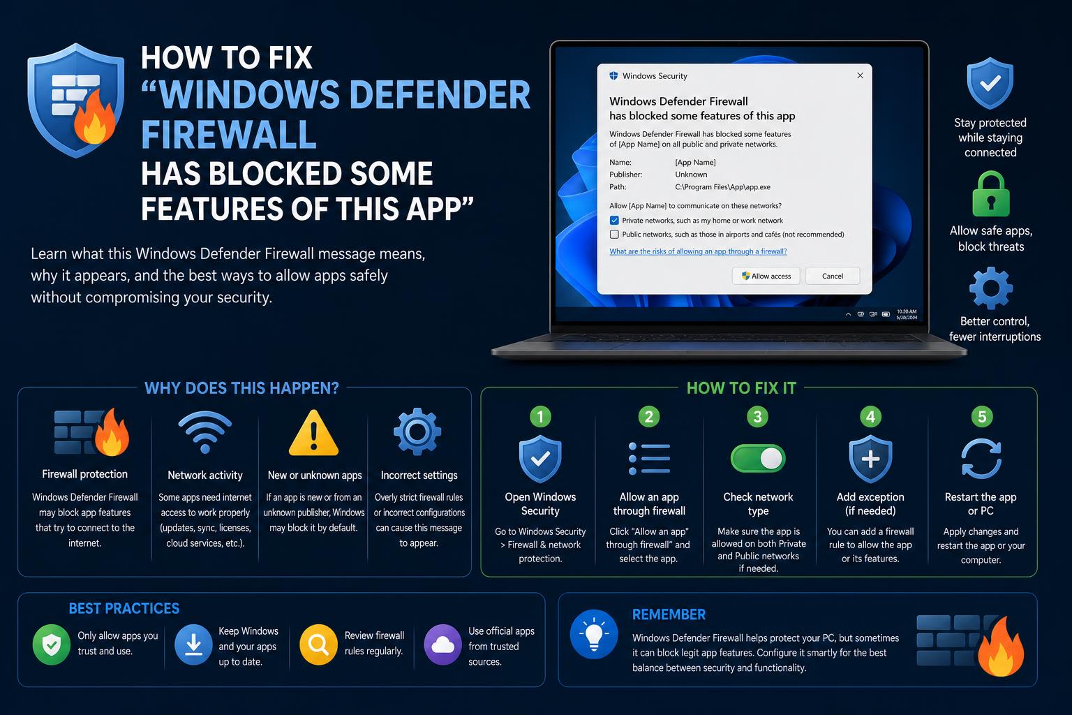 windows defender firewall has blocked some features of this app