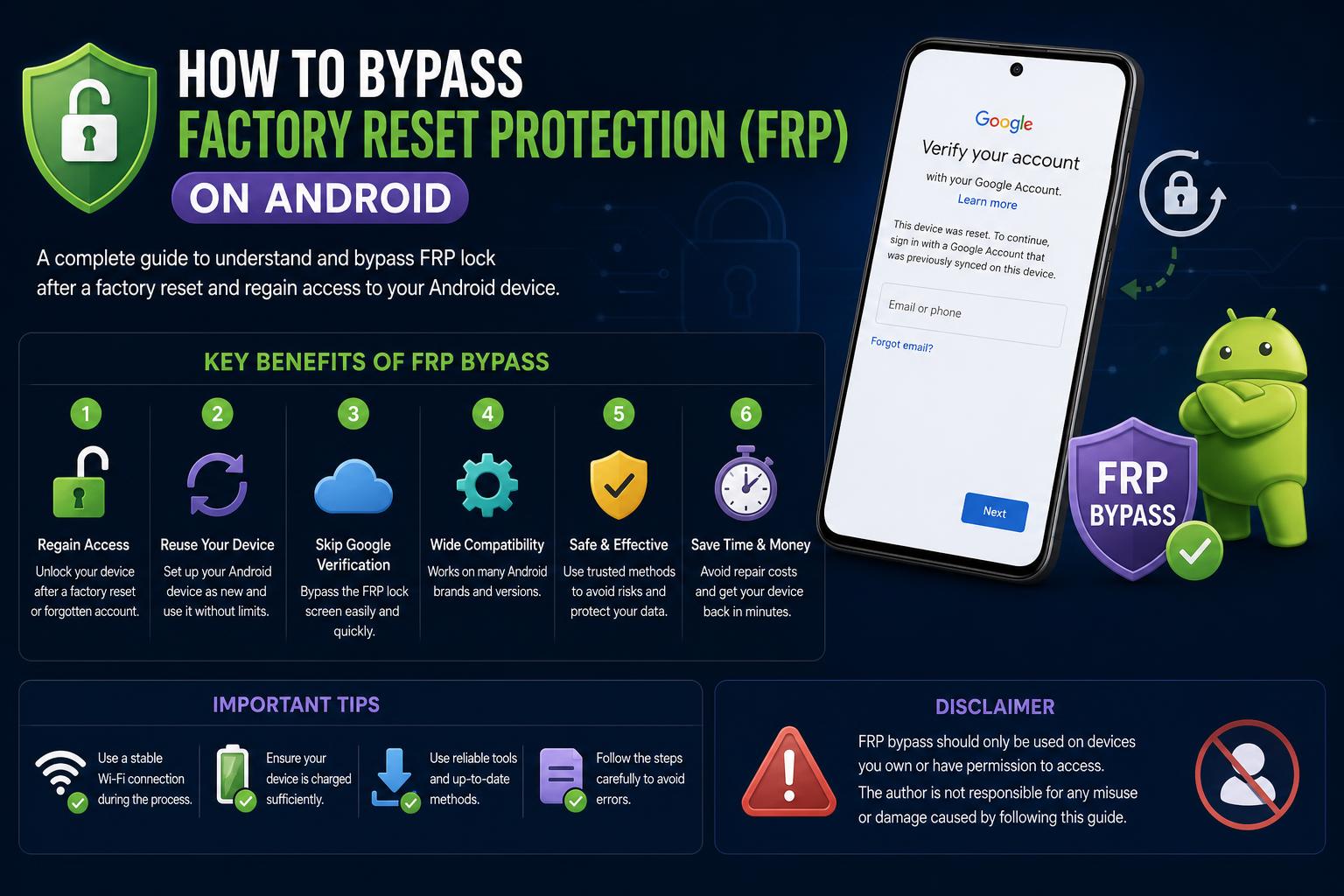 Factory Reset Protection (FRP) bypass for android
