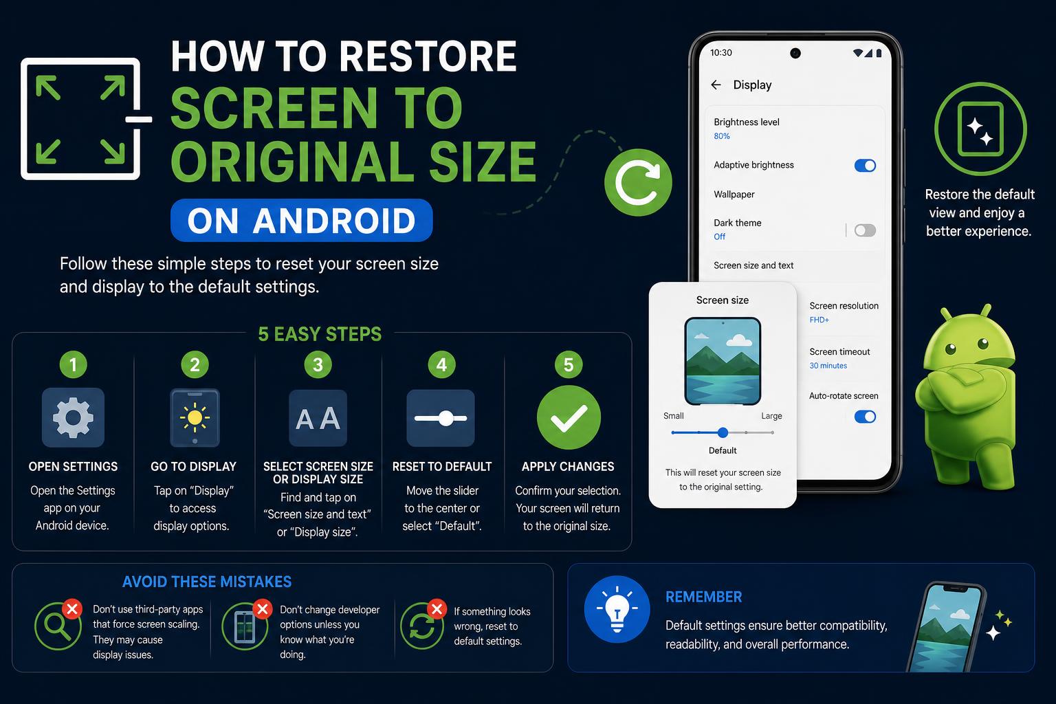 How to restore screen to original size