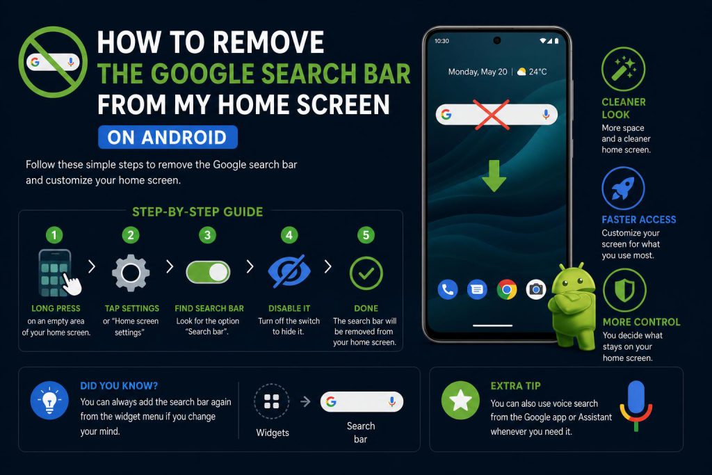remove the google search bar from my home screen