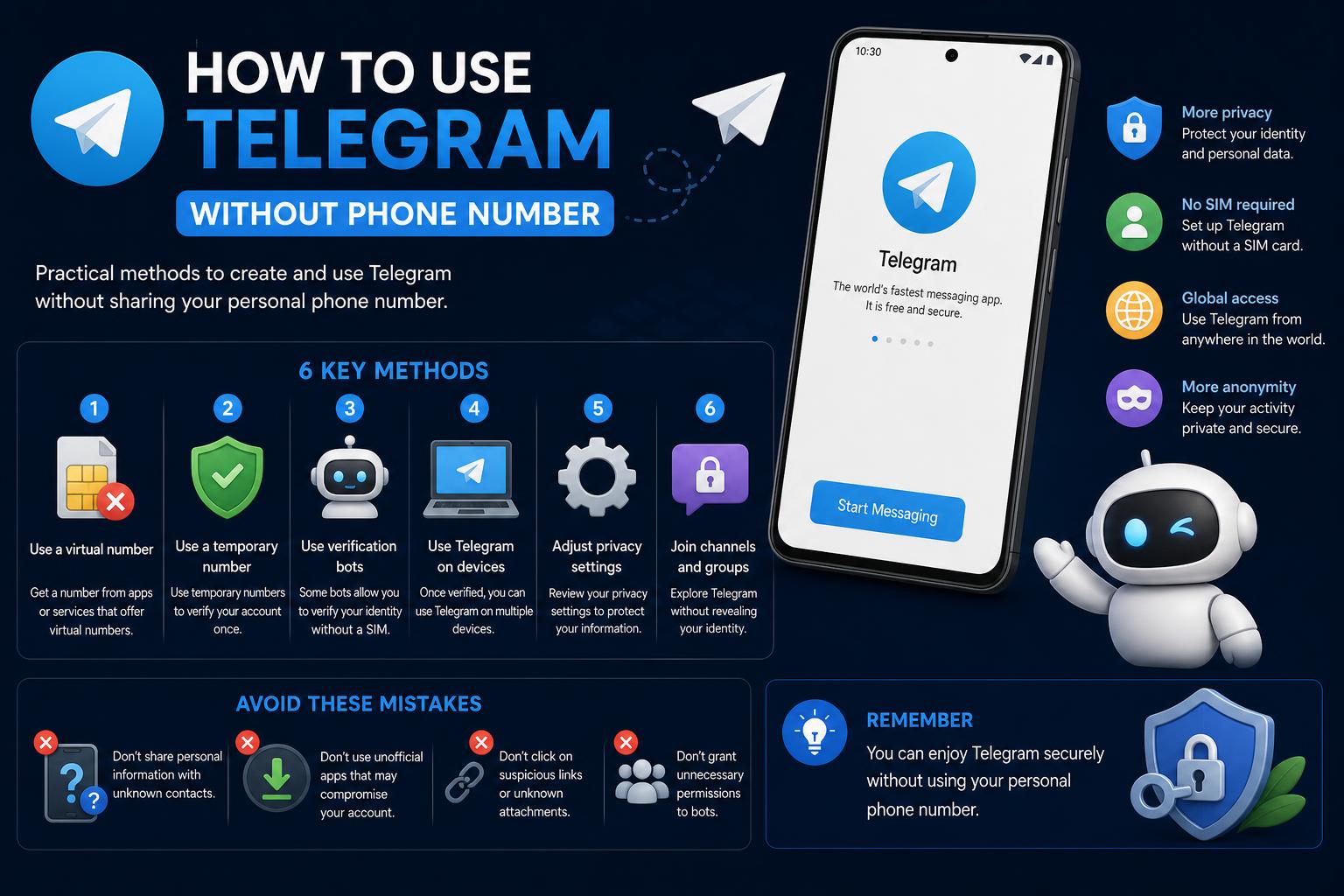 Use Telegram without phone number