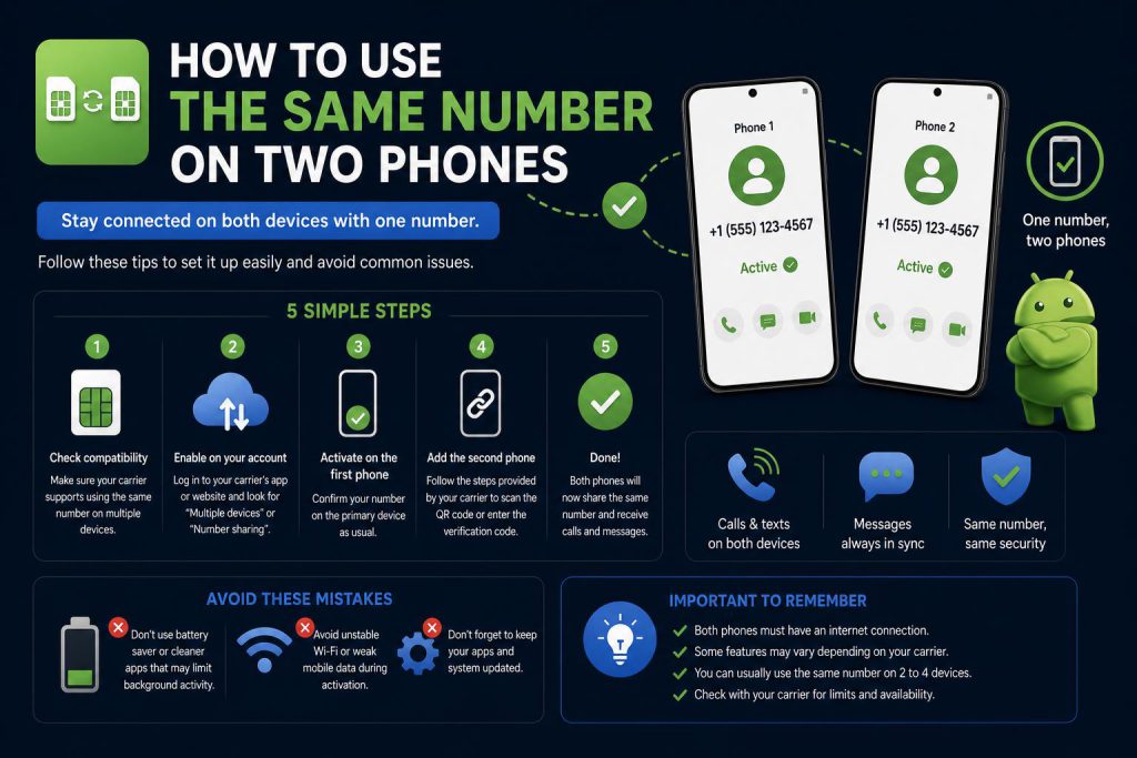use the same number on two phones